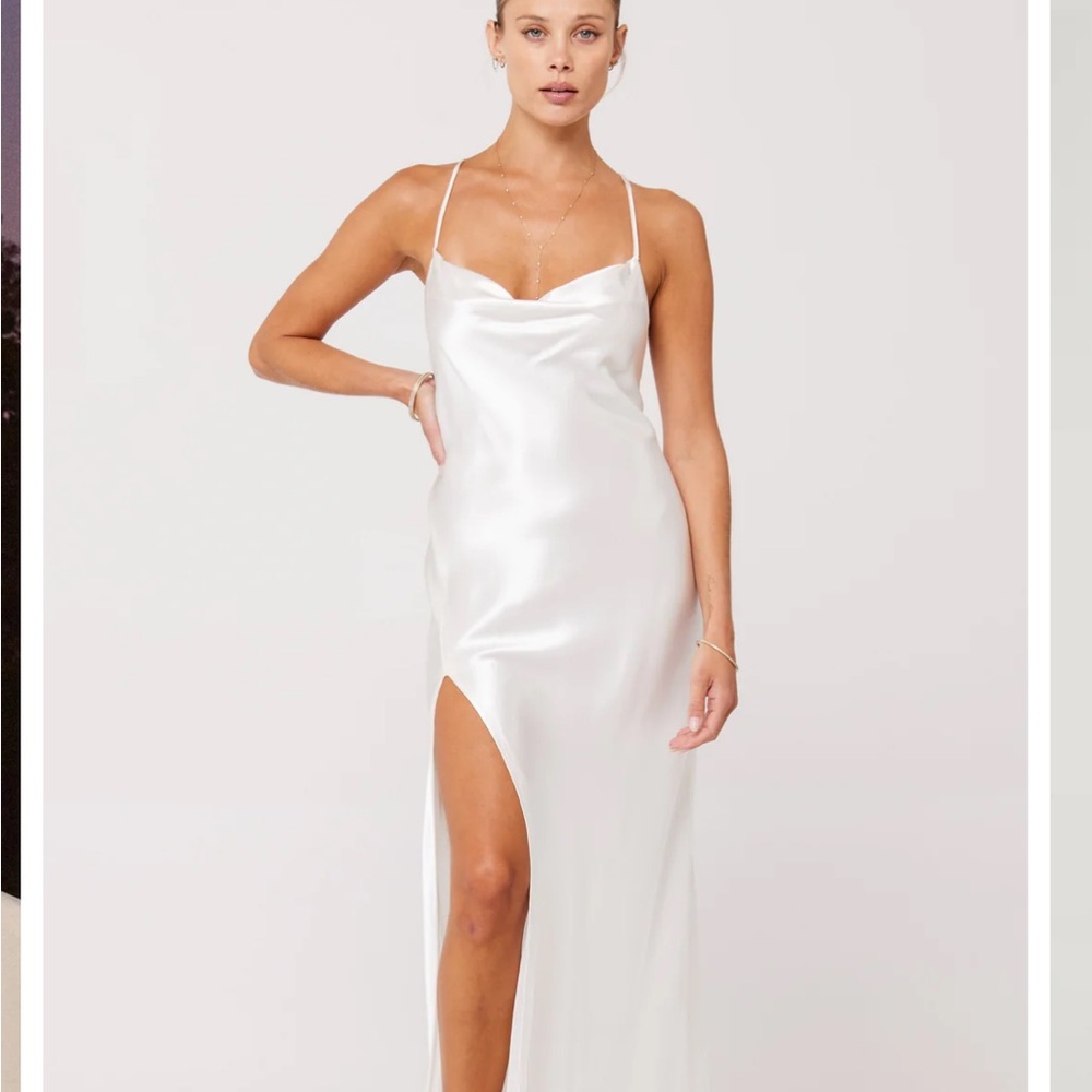 SOLD - RESA White Satin Maxi Dress